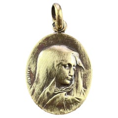 Medalla Colgante Encanto Virgen María de Oro Amarillo de 18 quilates Rasumny Francesa