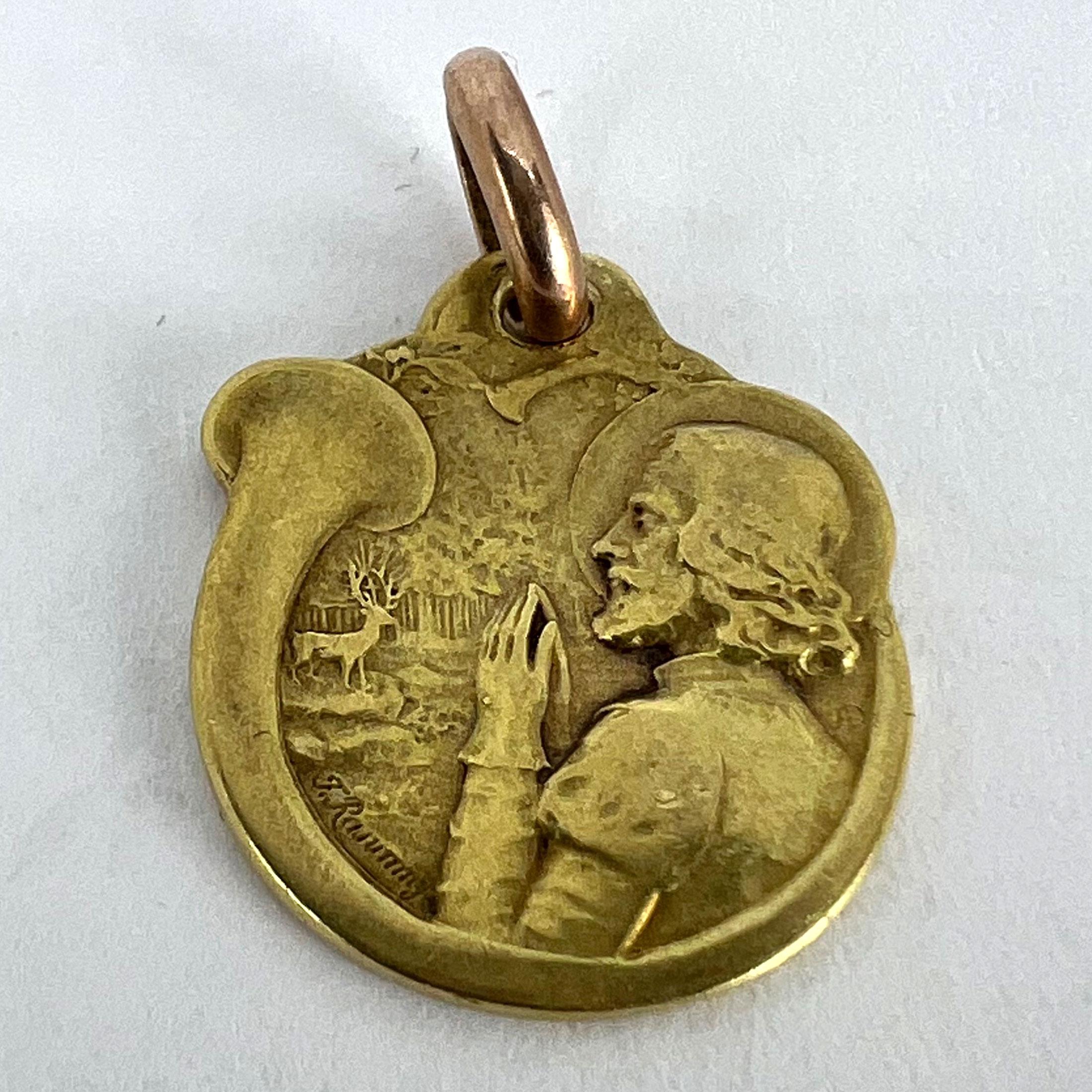 Pendentif en or jaune 18K avec breloque en corne de chasse au cerf Rasumny français en vente 8
