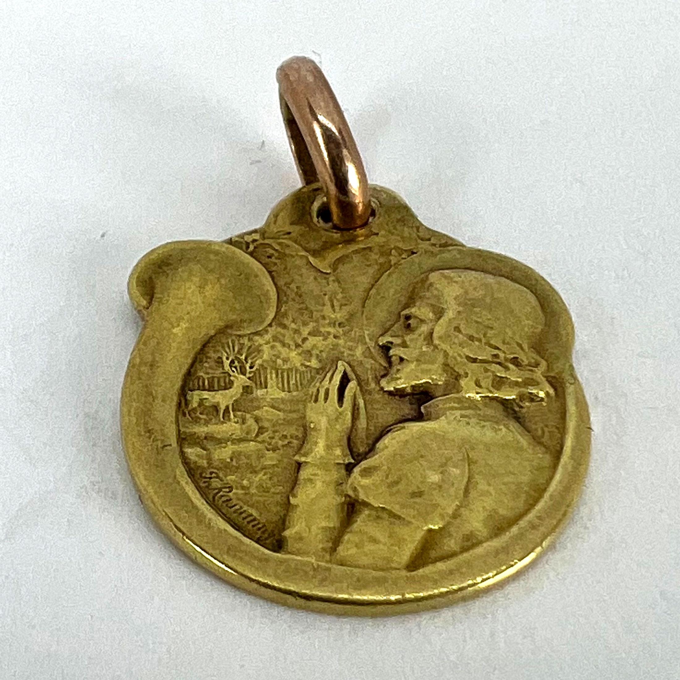 Pendentif en or jaune 18K avec breloque en corne de chasse au cerf Rasumny français en vente 9