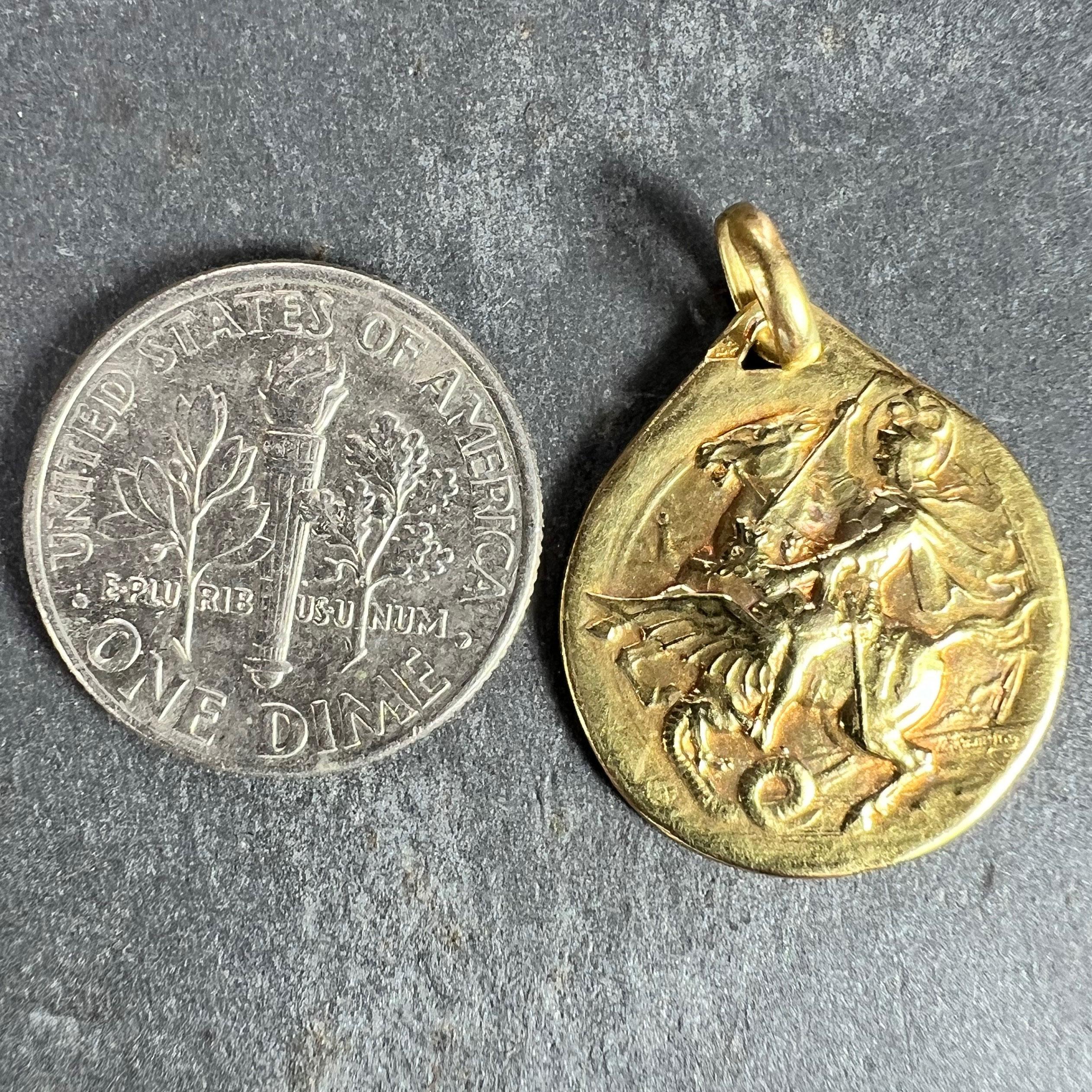 French Rasumny St George Tempestate Securitas 18K Yellow Gold Medal Pendant 7