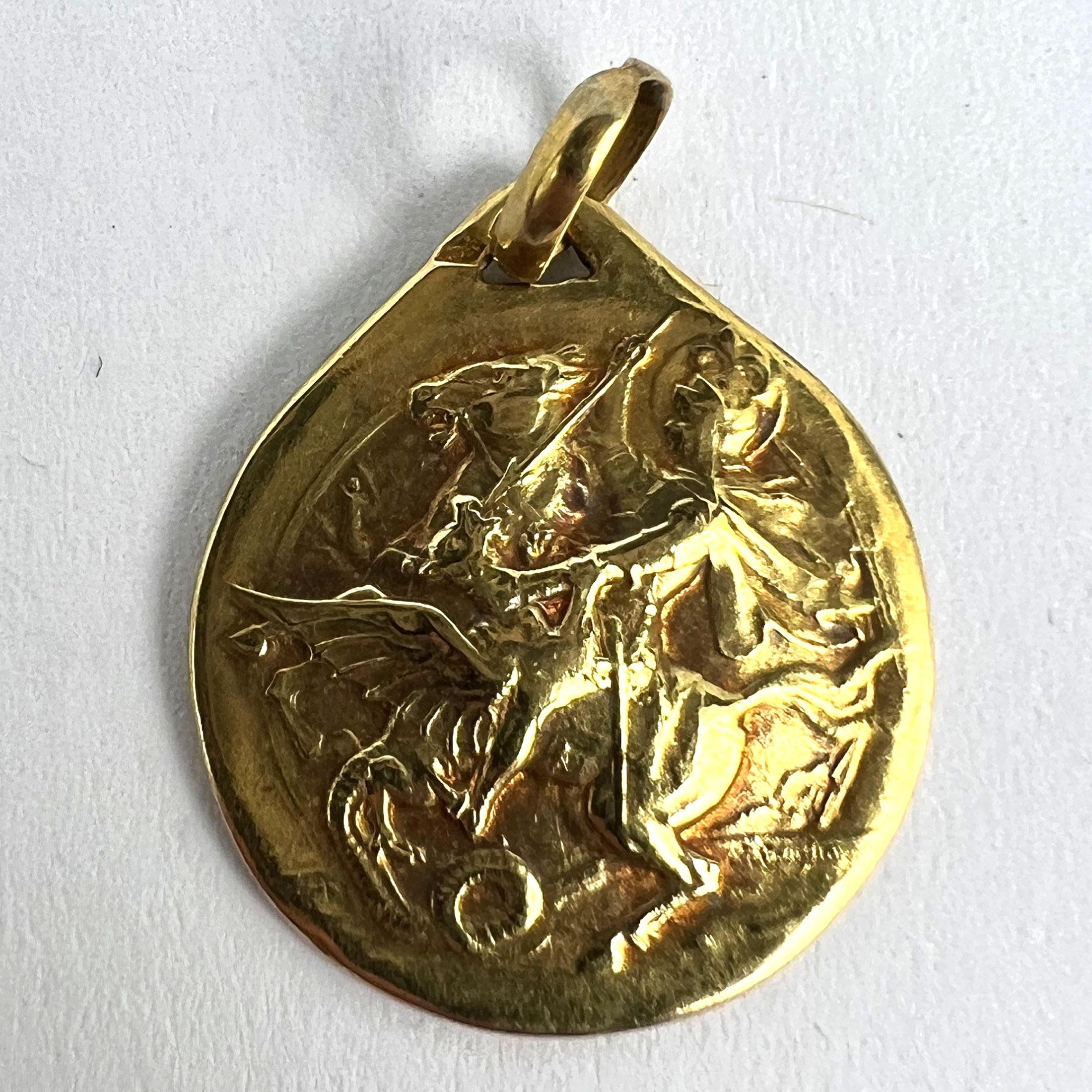 French Rasumny St George Tempestate Securitas 18K Yellow Gold Medal Pendant 8
