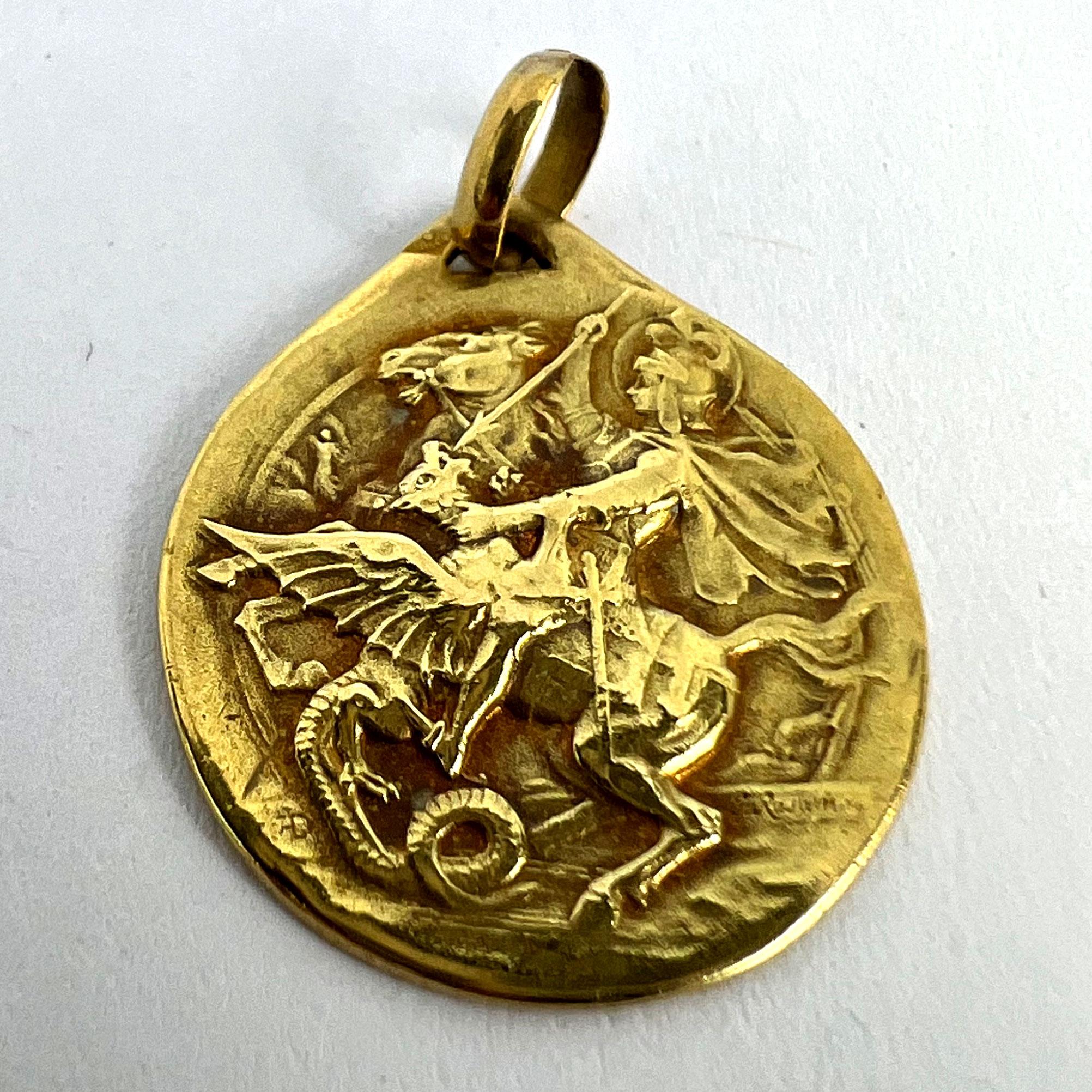 French Rasumny St George Tempestate Securitas 18K Yellow Gold Medal Pendant 9