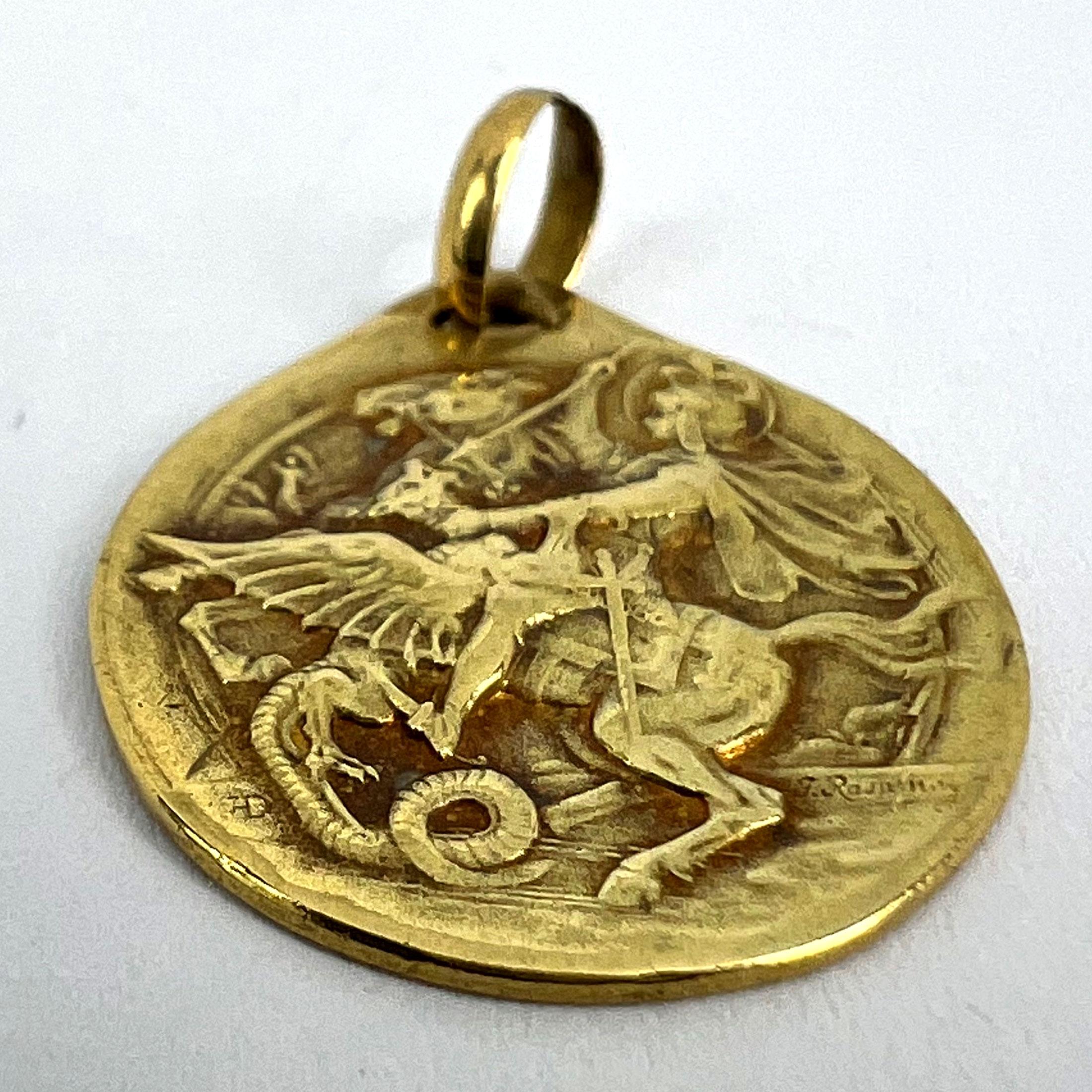 French Rasumny St George Tempestate Securitas 18K Yellow Gold Medal Pendant 10
