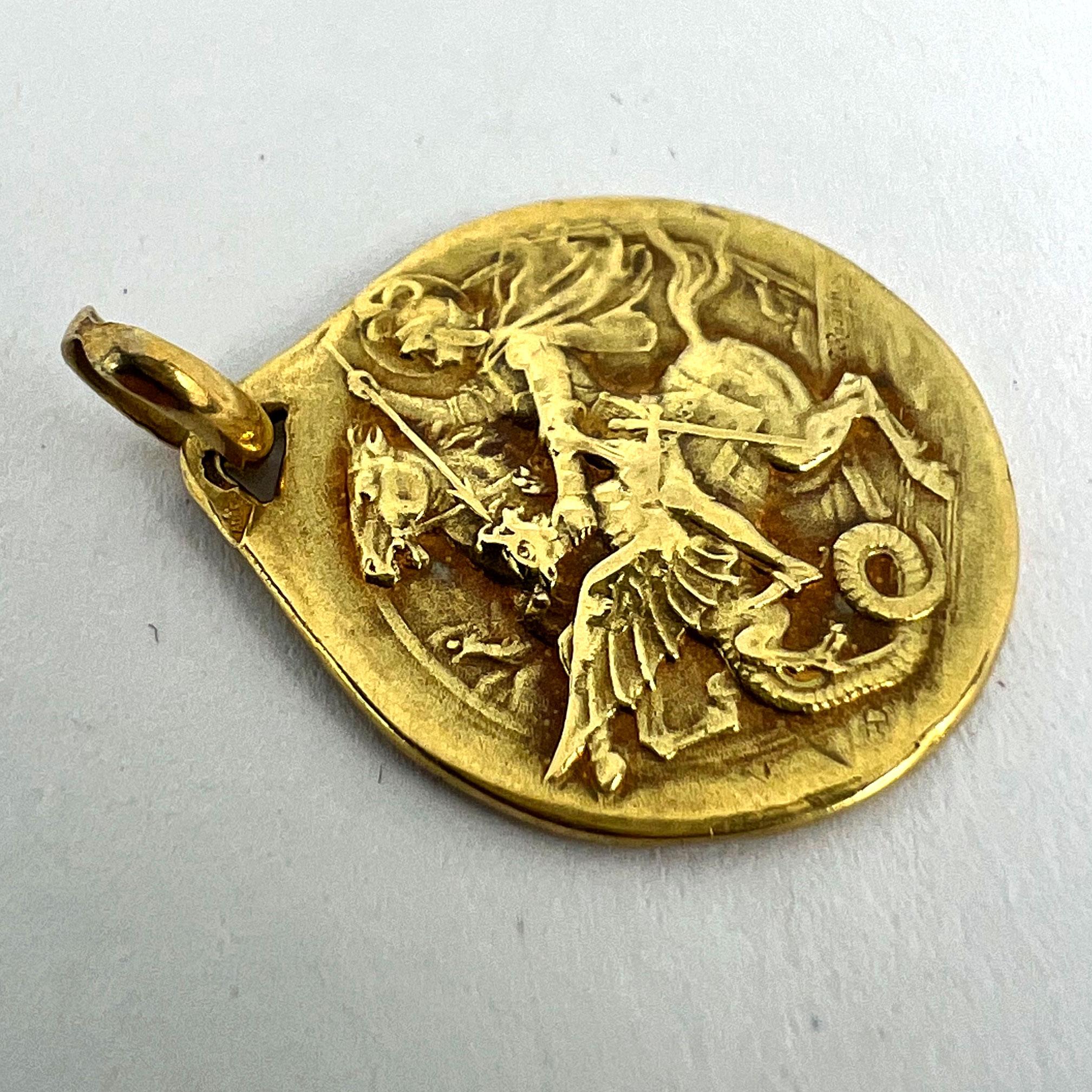 French Rasumny St George Tempestate Securitas 18K Yellow Gold Medal Pendant 11