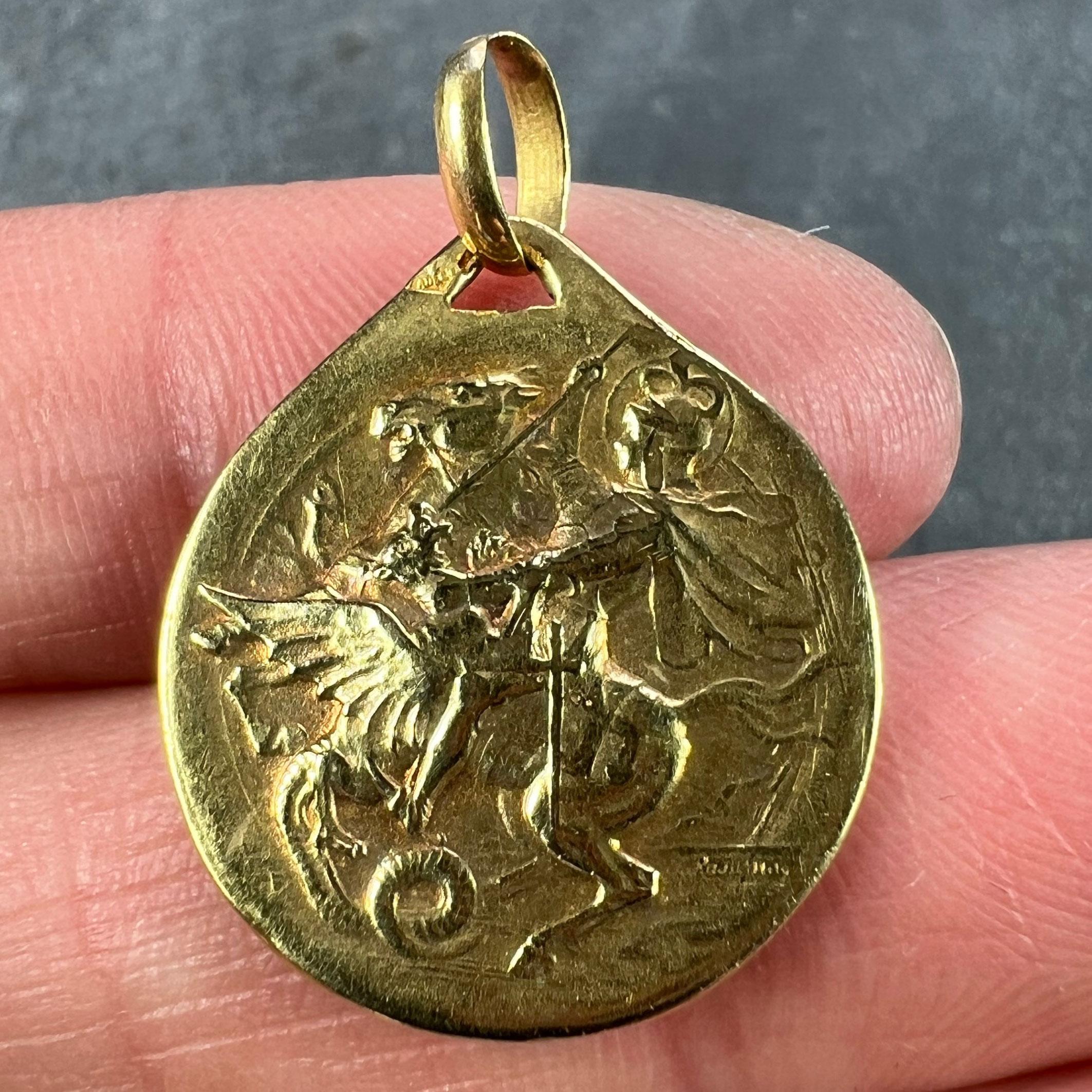 French Rasumny St George Tempestate Securitas 18K Yellow Gold Medal Pendant 1