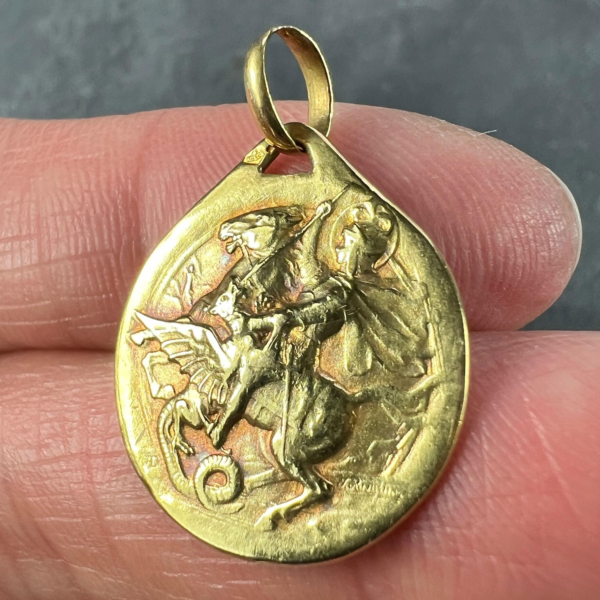 French Rasumny St George Tempestate Securitas 18K Yellow Gold Medal Pendant 2
