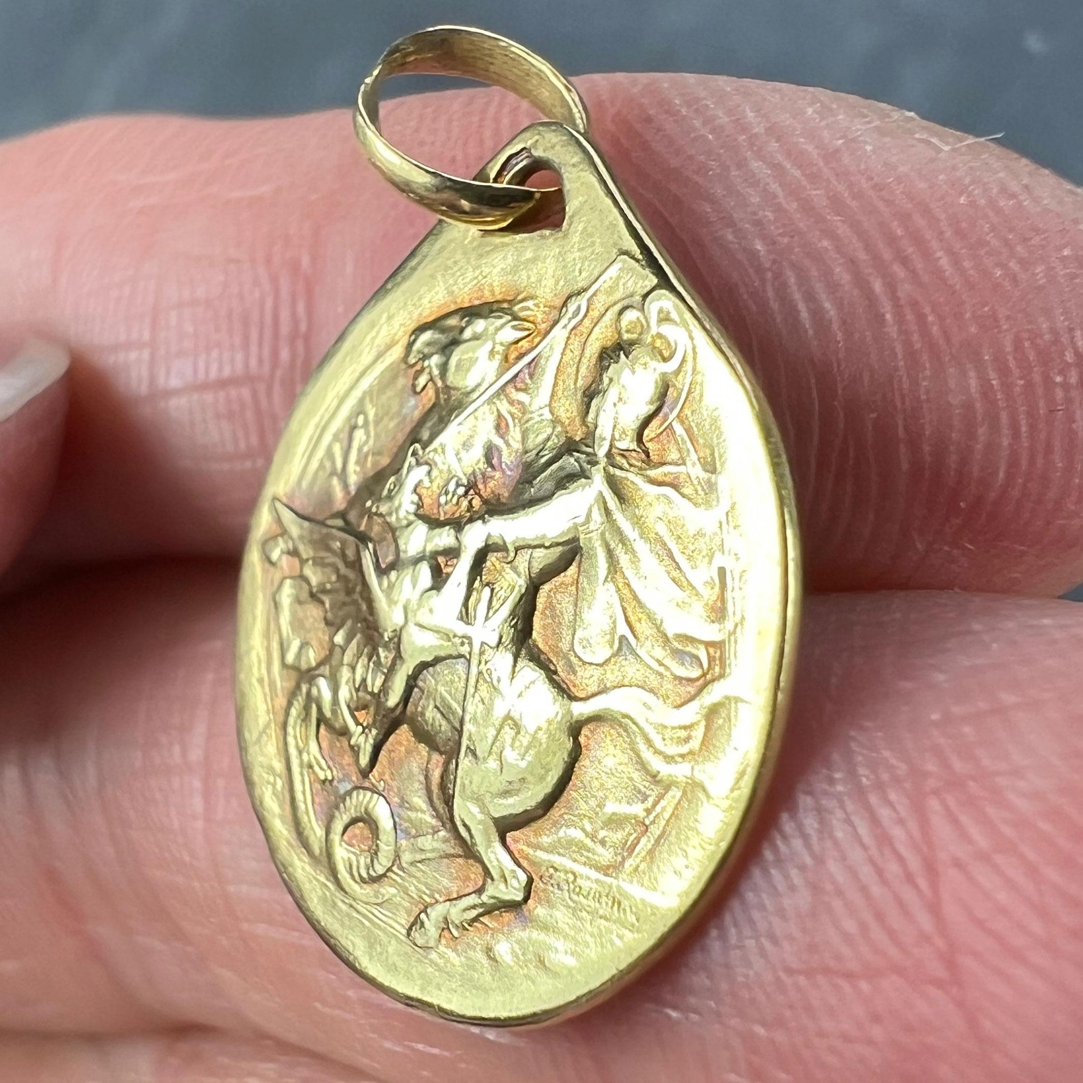 French Rasumny St George Tempestate Securitas 18K Yellow Gold Medal Pendant 3