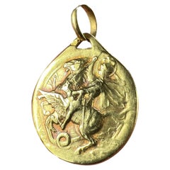 French Rasumny St George Tempestate Securitas 18K Yellow Gold Medal Pendant