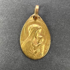 French Rasumny Virgin Mary 18K Yellow Gold Charm Pendant