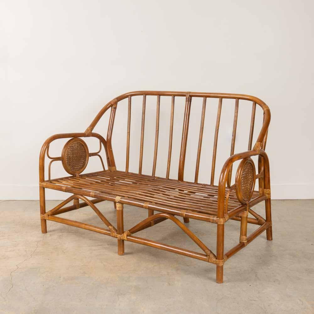 French Rattan and Cane Settee 2