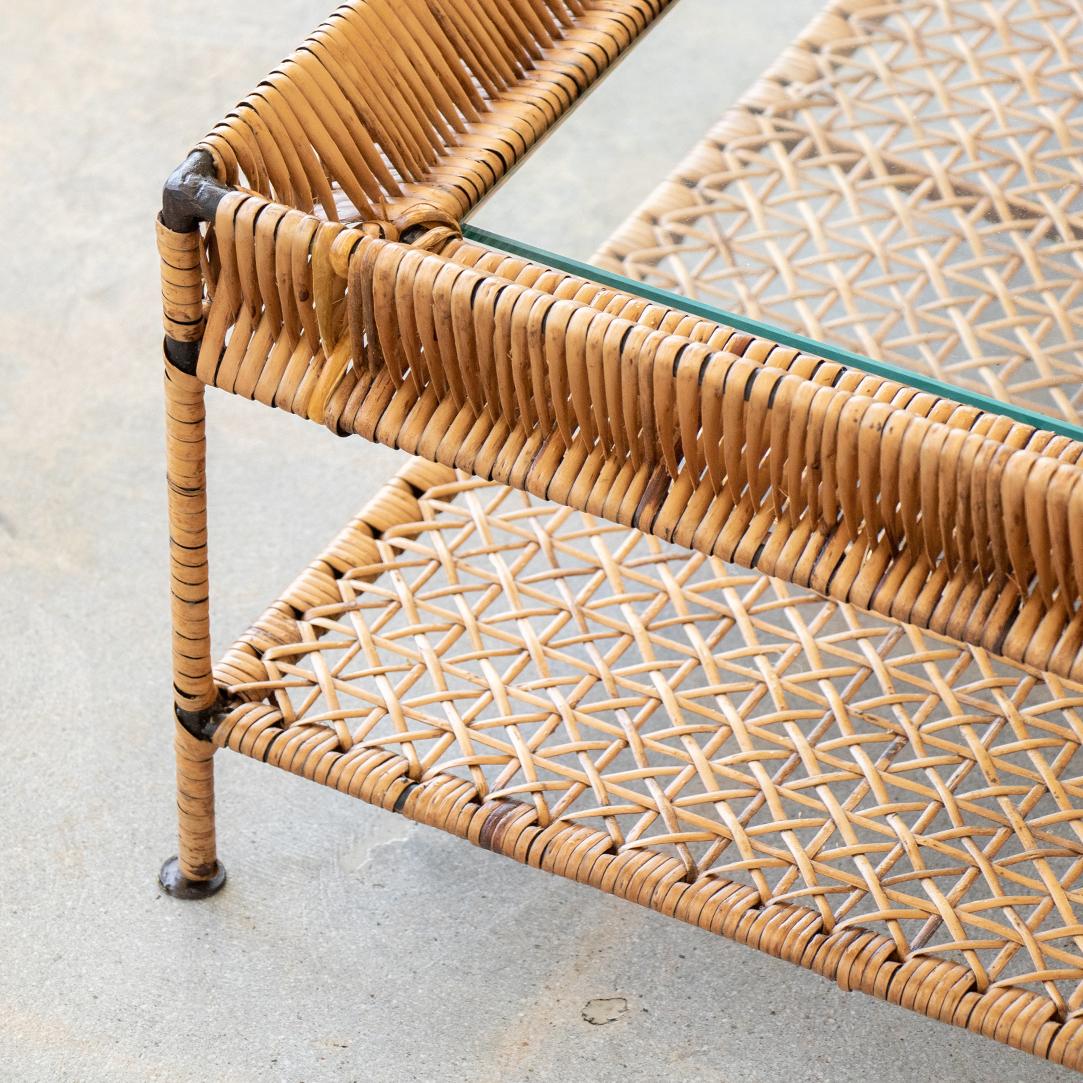 French Rattan and Glass Coffee Table 3