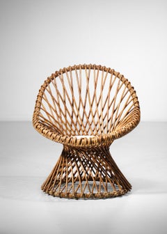French Rattan Armchair Style Janine Abraham or Gio Ponti 60's