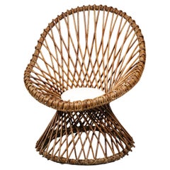 French Rattan Armchair Style Janine Abraham or Gio Ponti 60's