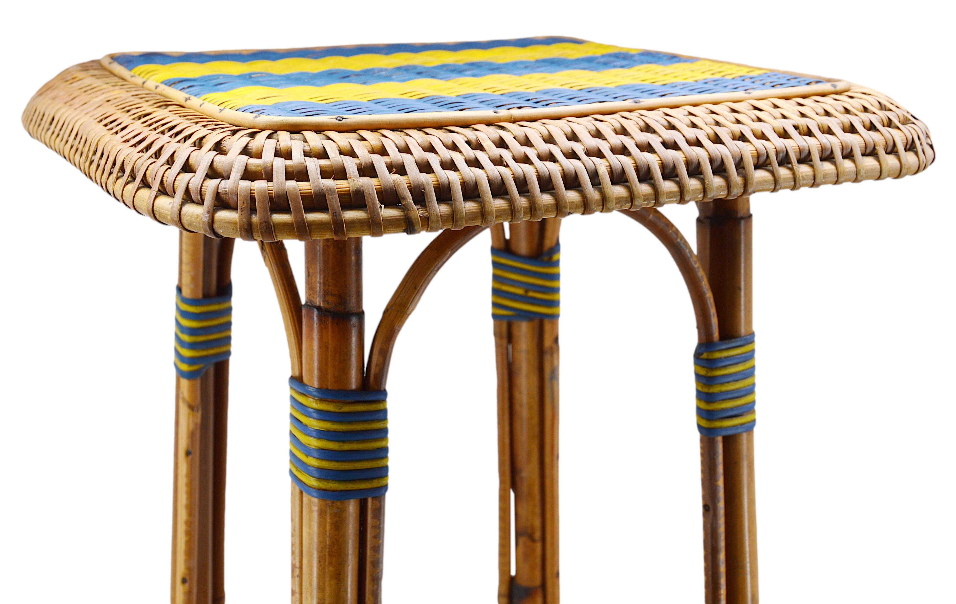 French Rattan & Bamboo Coffee Table, Early 20th Century For Sale 2