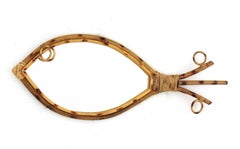 French Rattan Bamboo Fish Shaped Mirror, 1960s