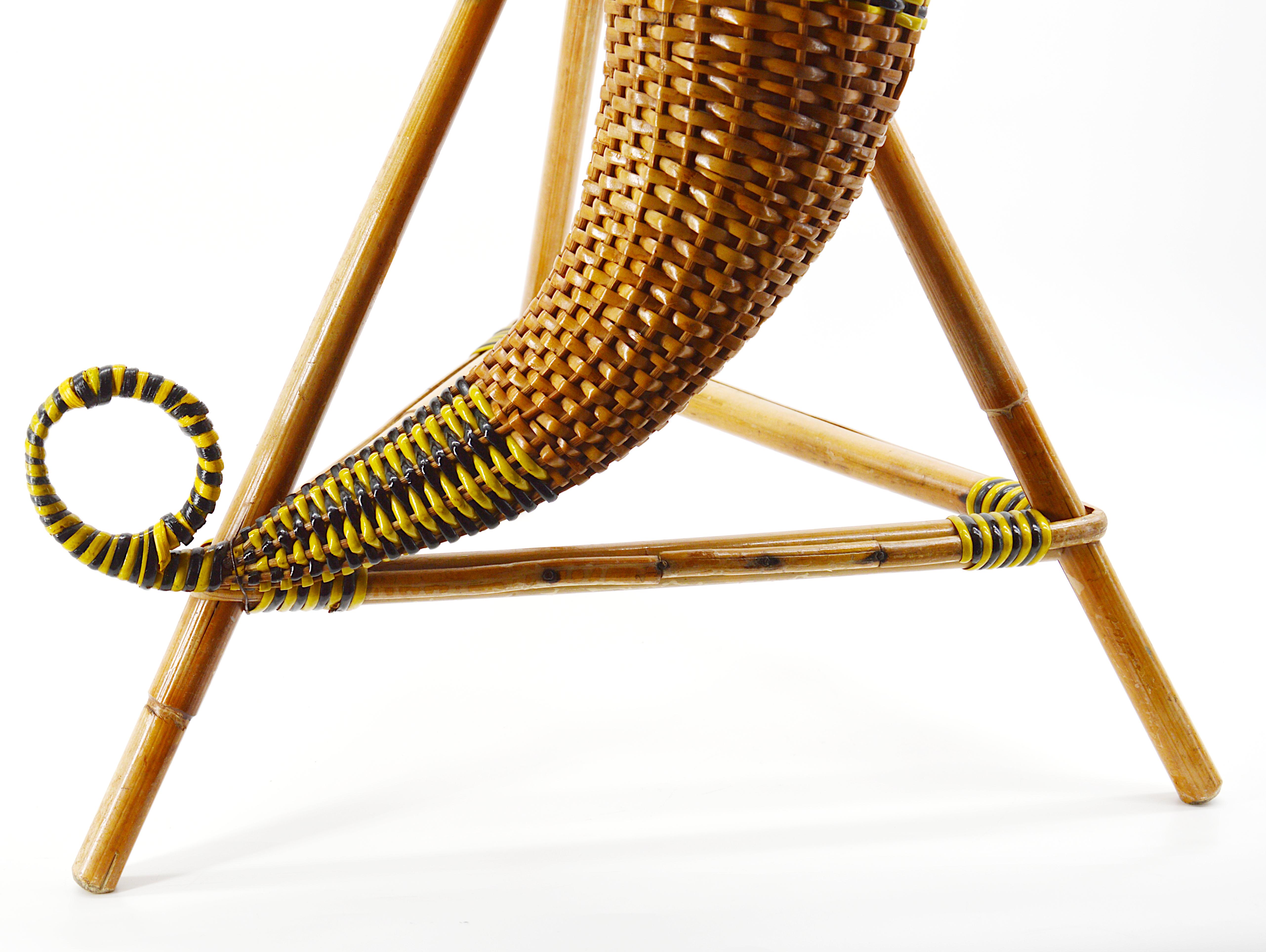 French Rattan & Bamboo Plant Stand, Early 20th Century For Sale 3