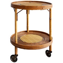 French Rattan Bar Cart