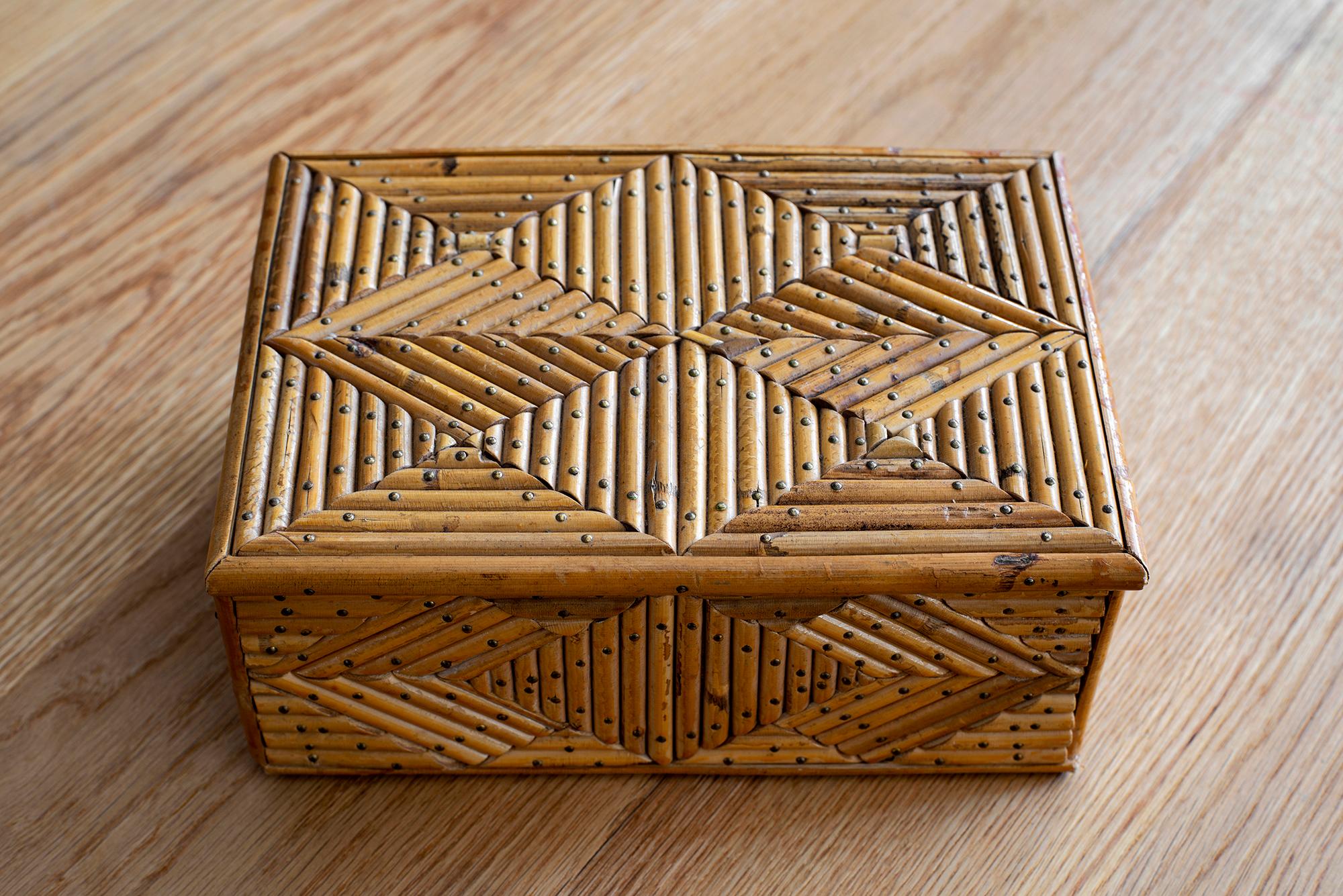 Mid-20th Century French Rattan Box