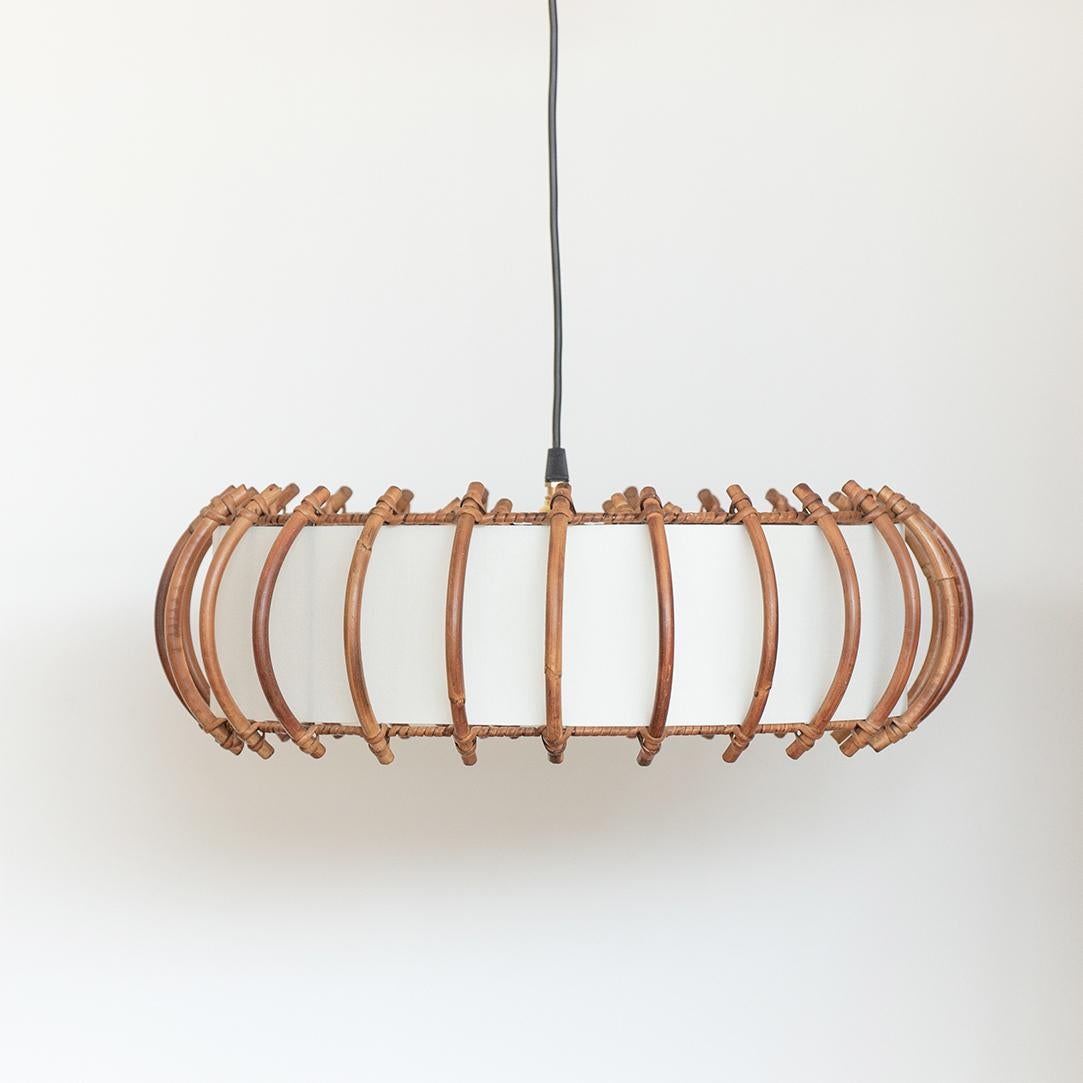 French Rattan Ceiling Light In Good Condition In Los Angeles, CA