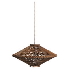 French Rattan Ceiling Pendant c.1960s