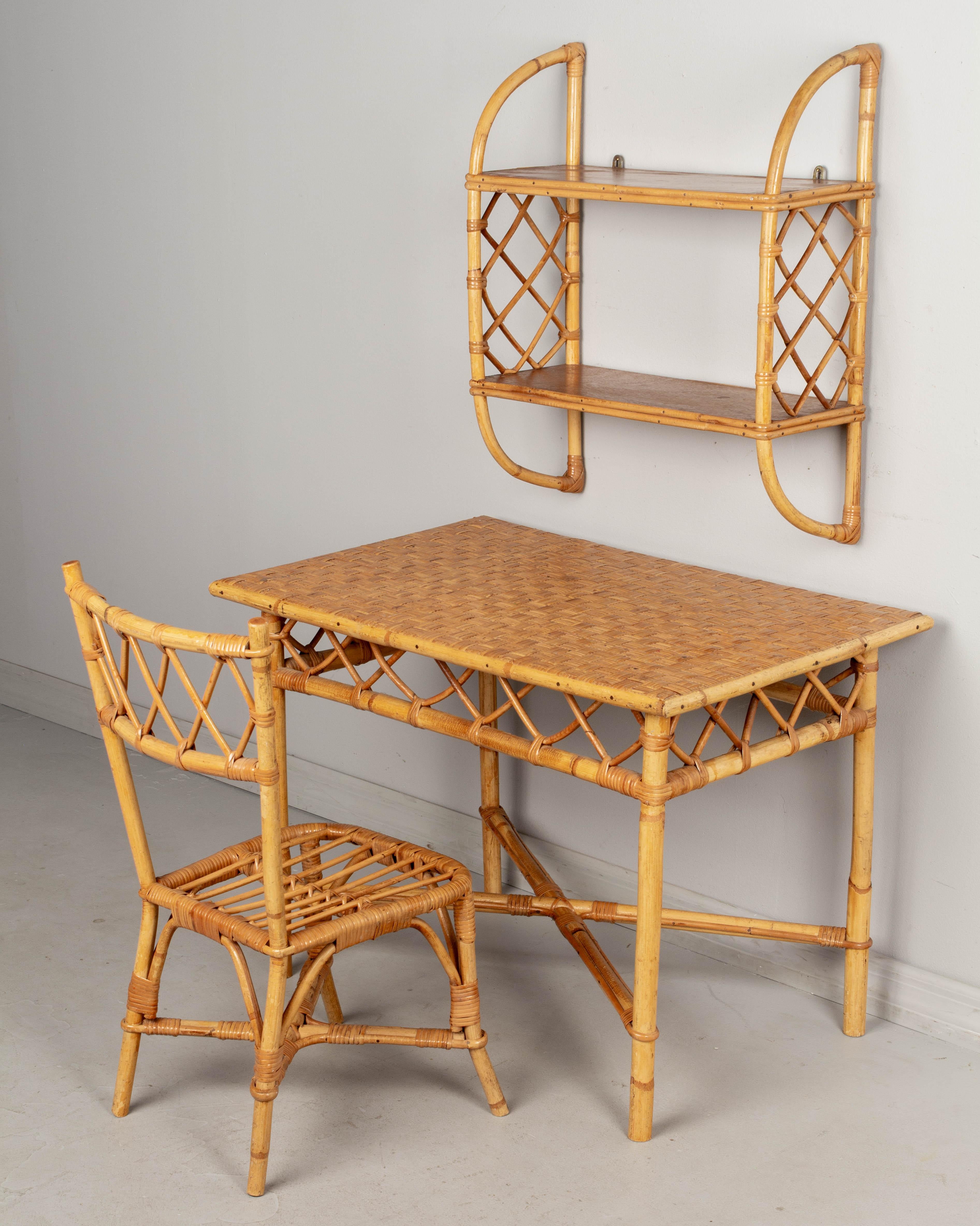 French Rattan Child's Desk and Chair Set 9