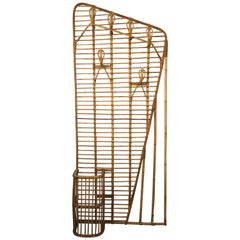 French Rattan Coat Rack by Louis Sognot, 1960s
