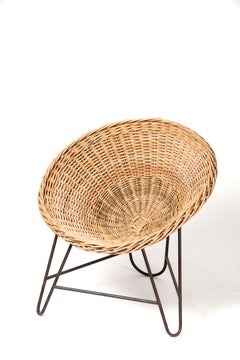 French Rattan Cone Armchair in the Style of Mathieu Matégot