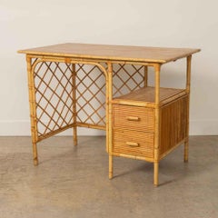 French Rattan Desk by Louis Sognot