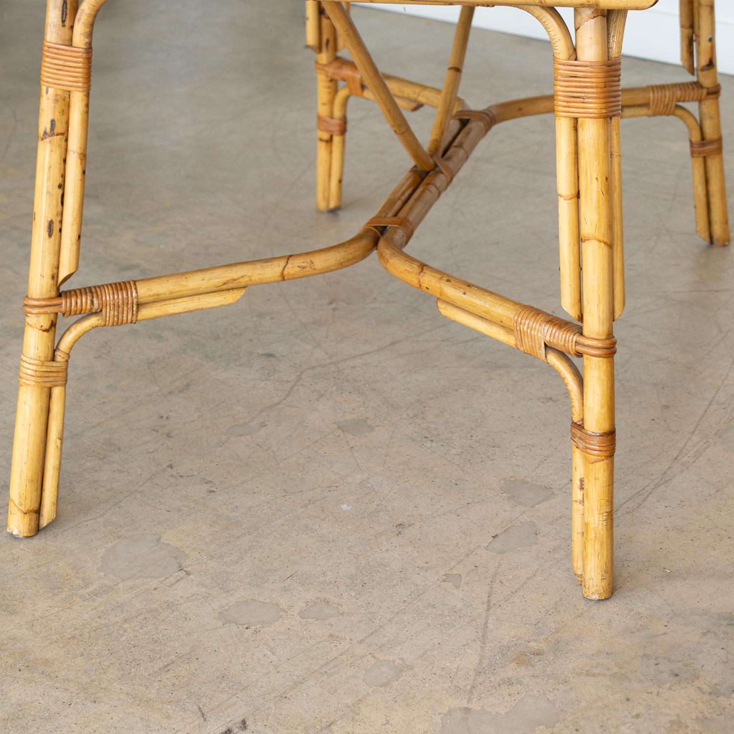 French Rattan Dining Table by Audoux Minet 6