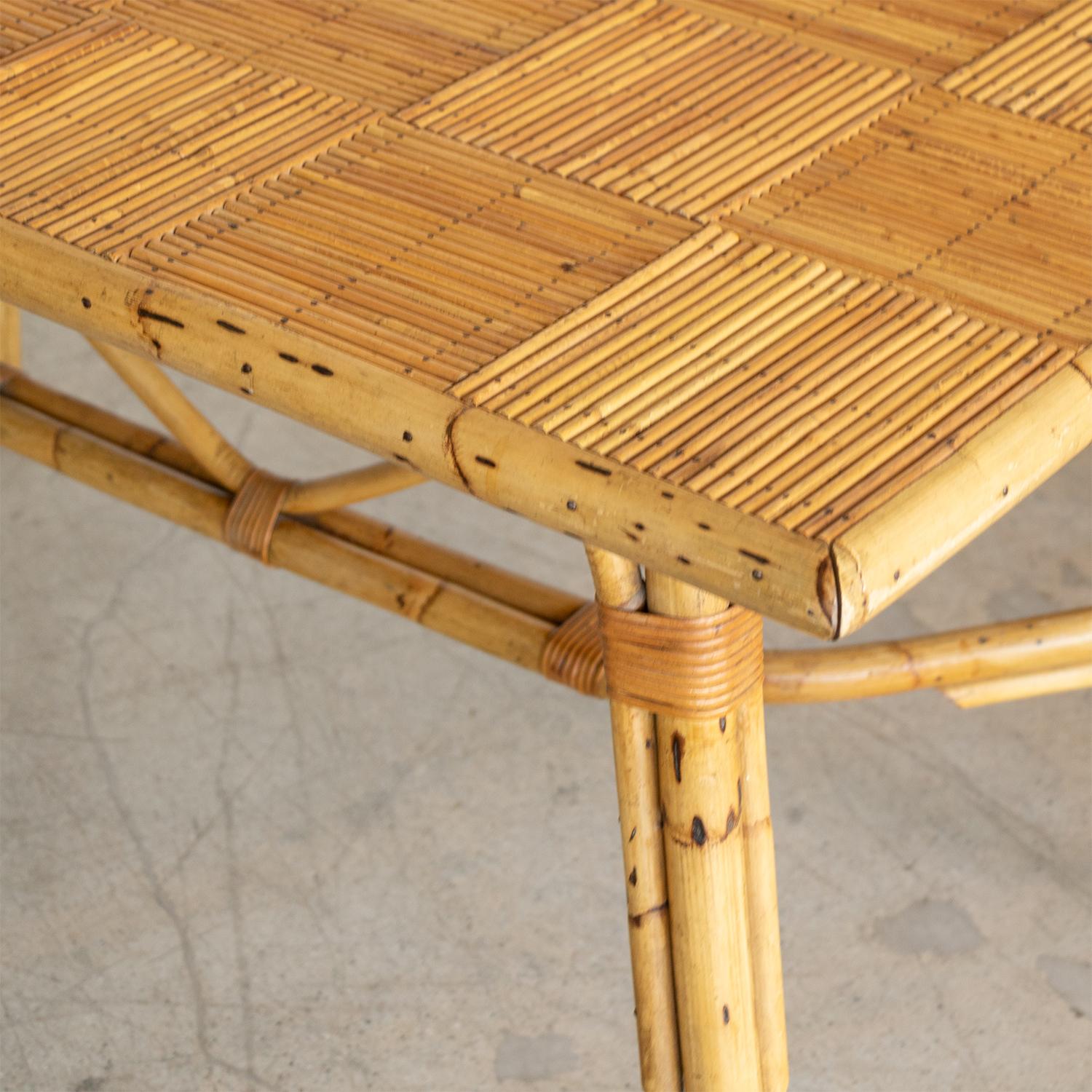 French Rattan Dining Table by Audoux Minet 7