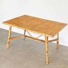 French Rattan Dining Table by Audoux Minet