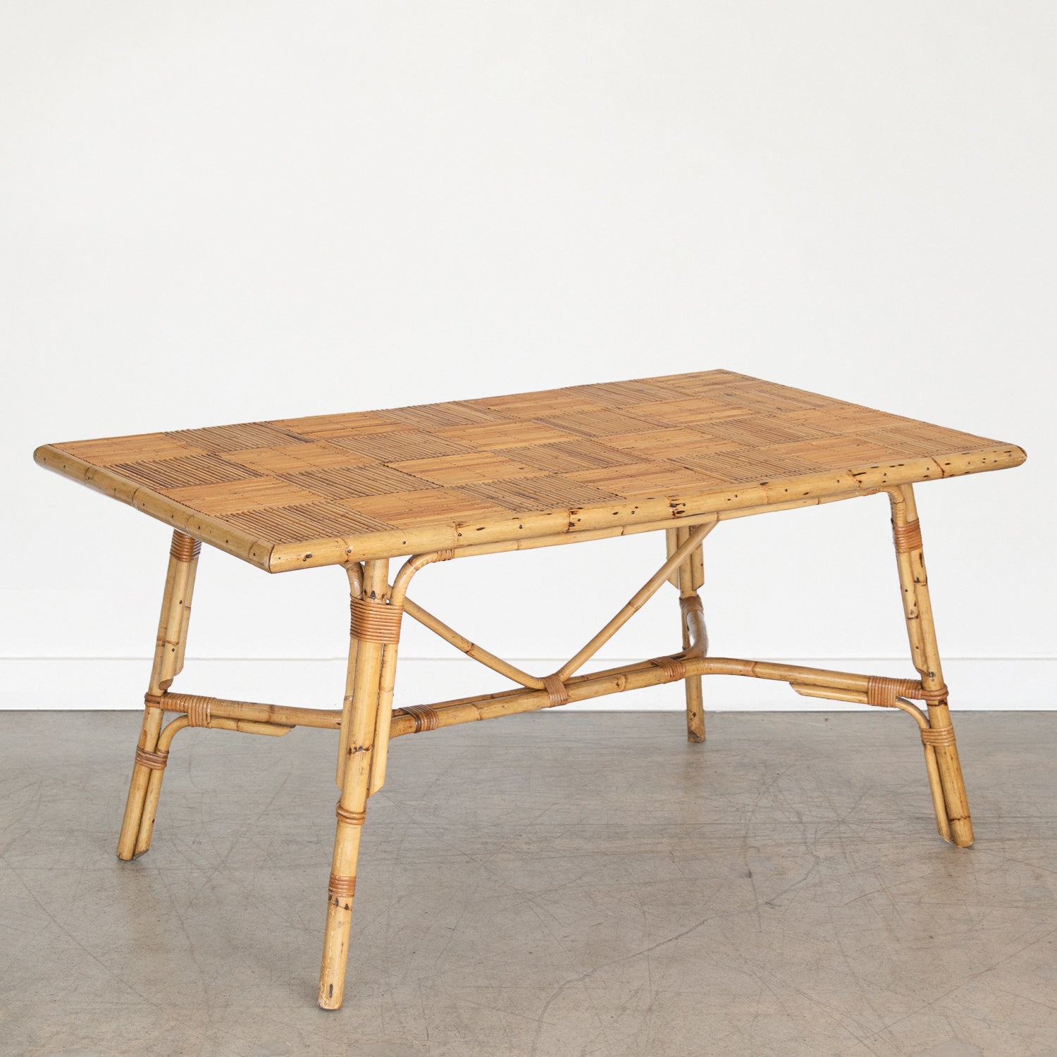 French Rattan Dining Table by Audoux Minet In Good Condition For Sale In Los Angeles, CA