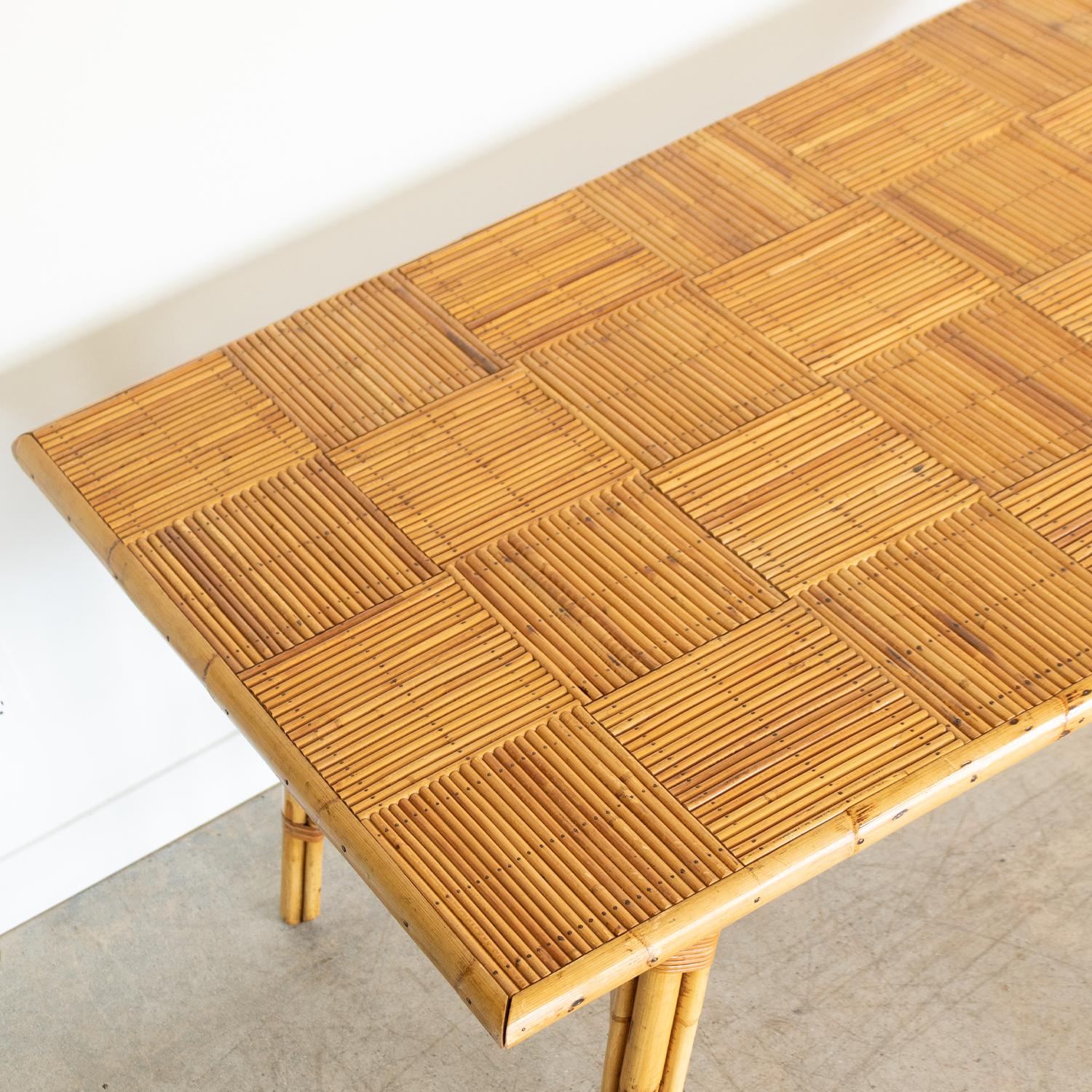 French Rattan Dining Table by Audoux Minet 3