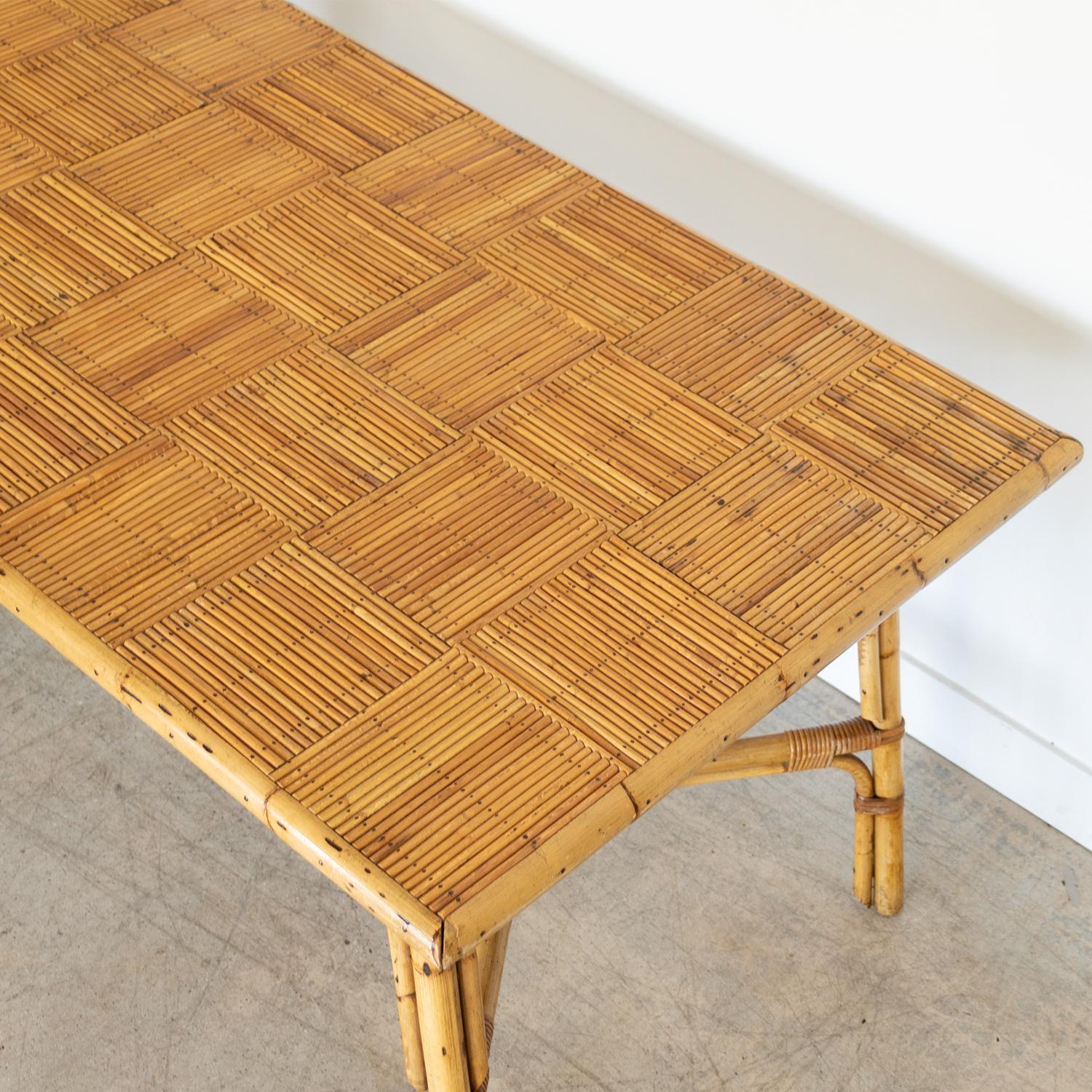 French Rattan Dining Table by Audoux Minet 4