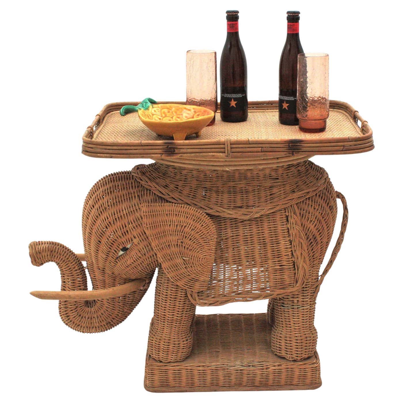 French Rattan Elephant Tray Table or Drinks Table, 1950s For Sale at ...