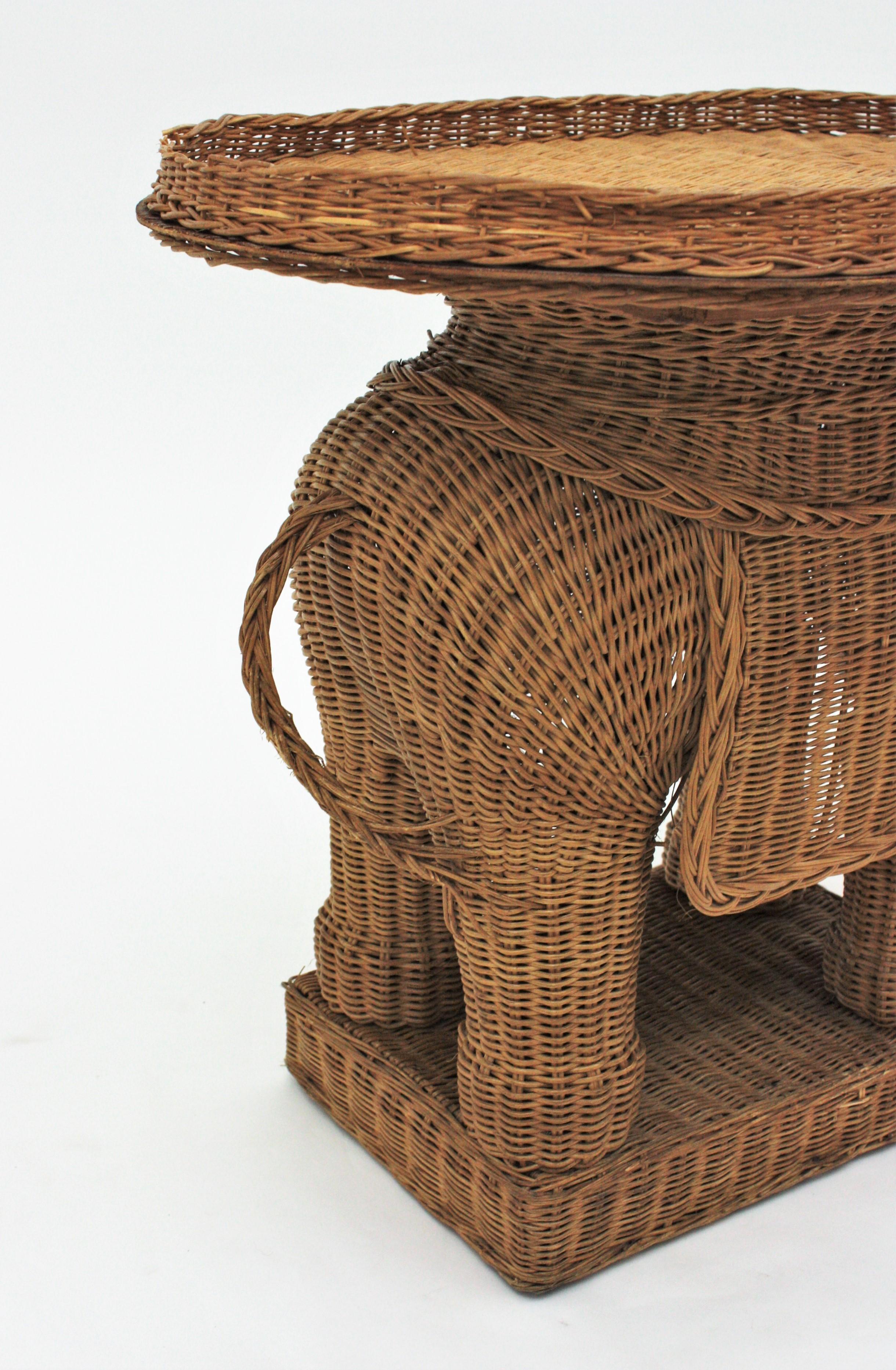 French Rattan Elephant Tray Table or Drinks Table 4