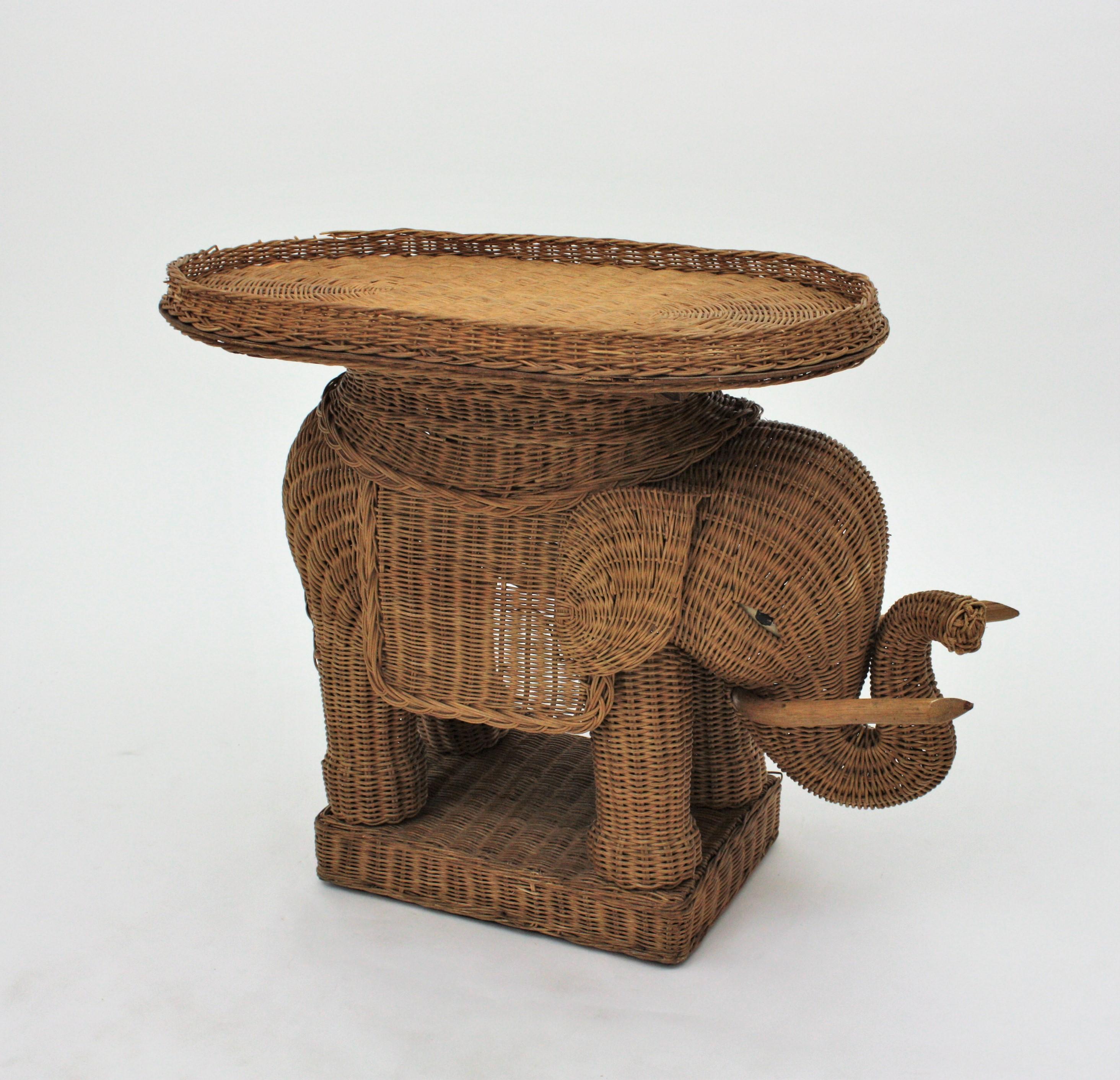 French Rattan Elephant Tray Table or Drinks Table 5