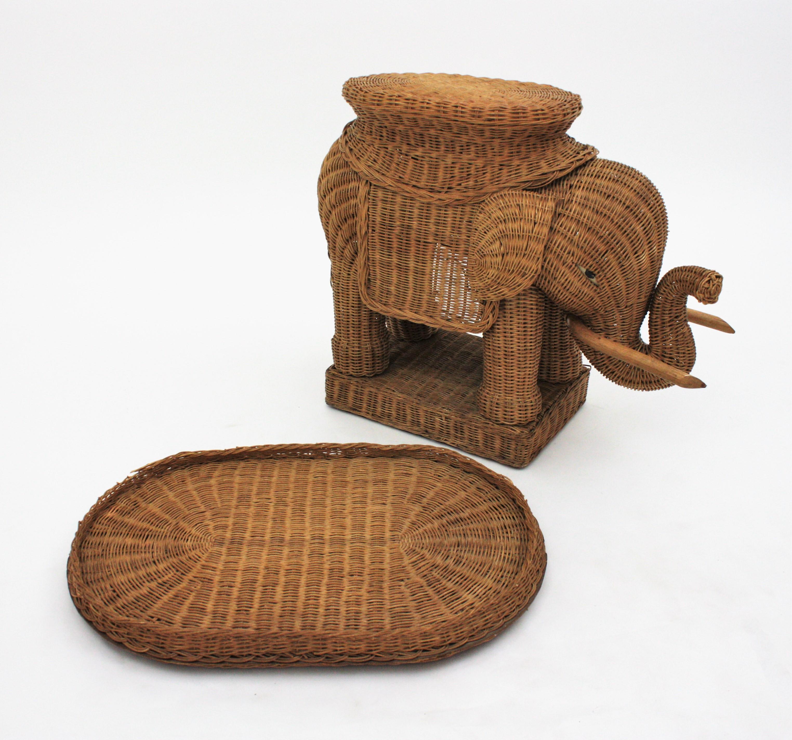 French Rattan Elephant Tray Table or Drinks Table 6