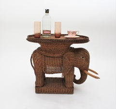 French Rattan Elephant Tray Table or Drinks Table