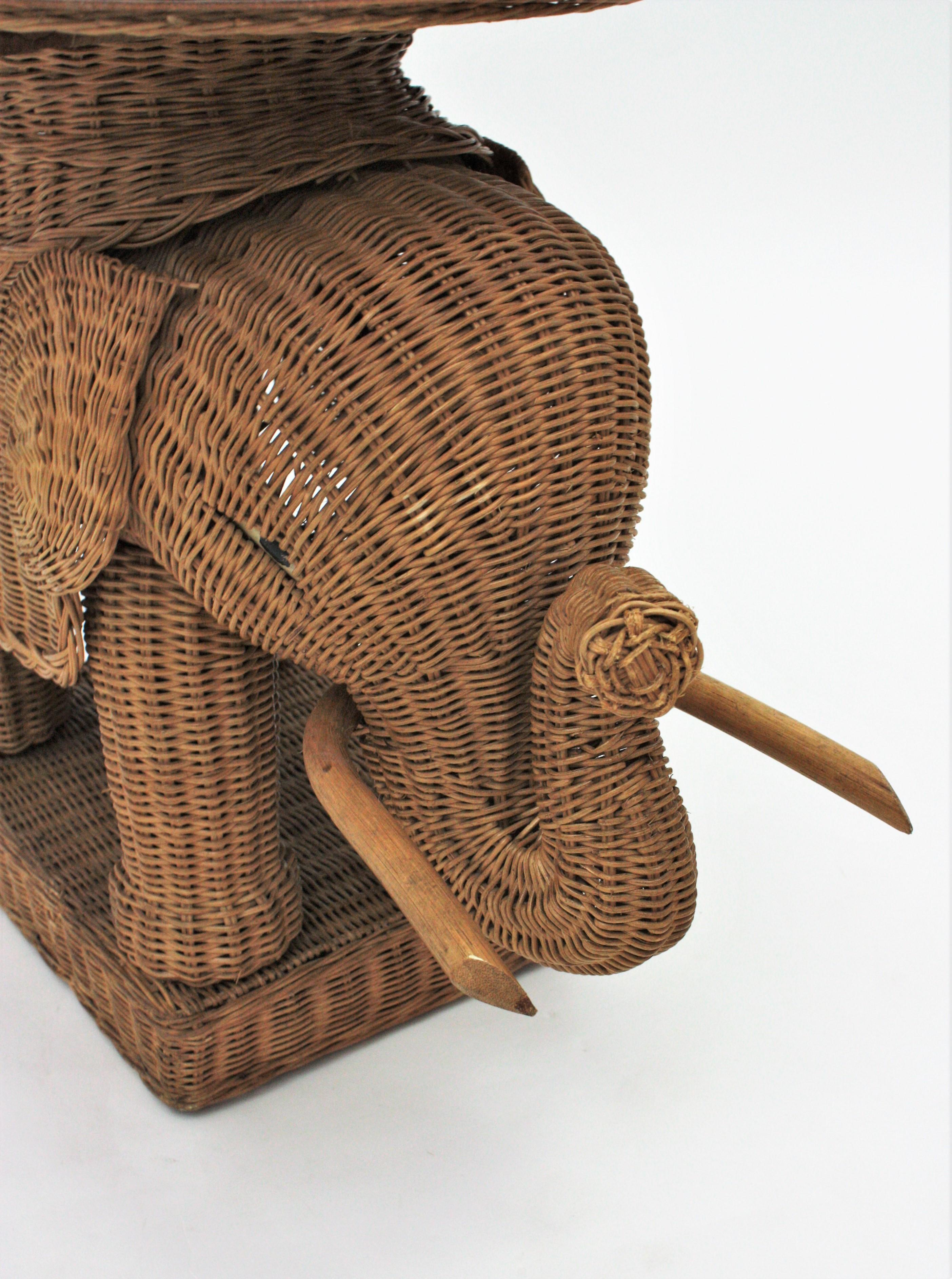 20th Century French Rattan Elephant Tray Table or Drinks Table