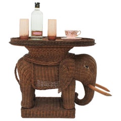 French Rattan Elephant Tray Table or Drinks Table