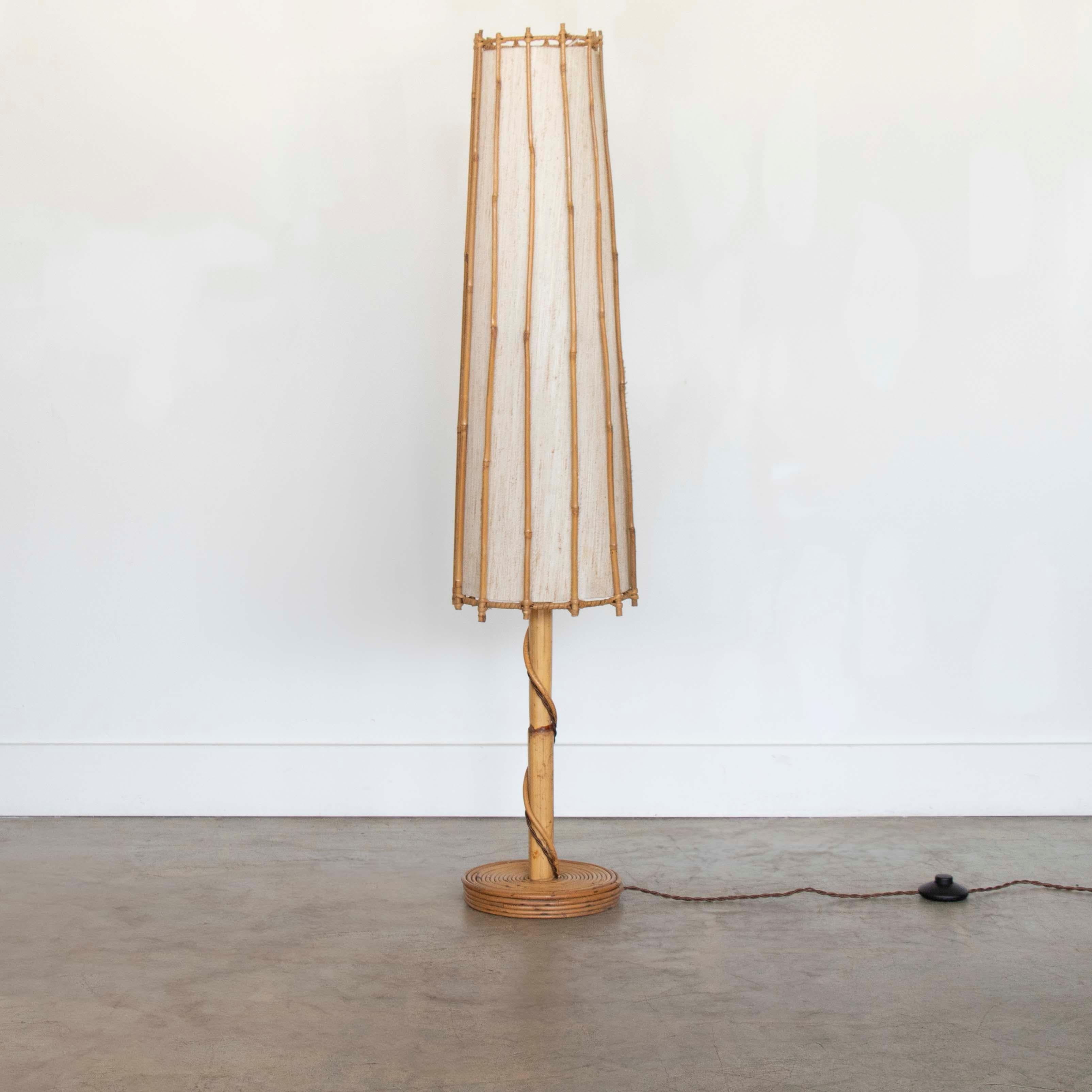20th Century French Rattan Floor Lamp
