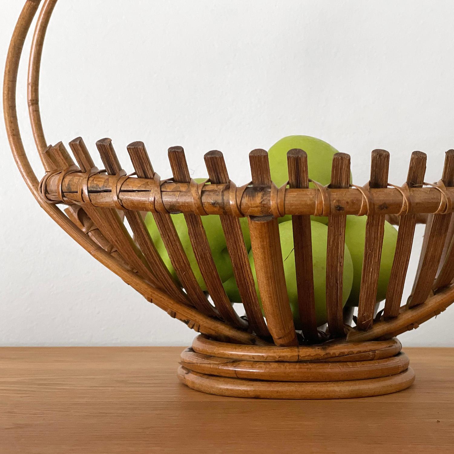 French Rattan Fruit Basket For Sale 1