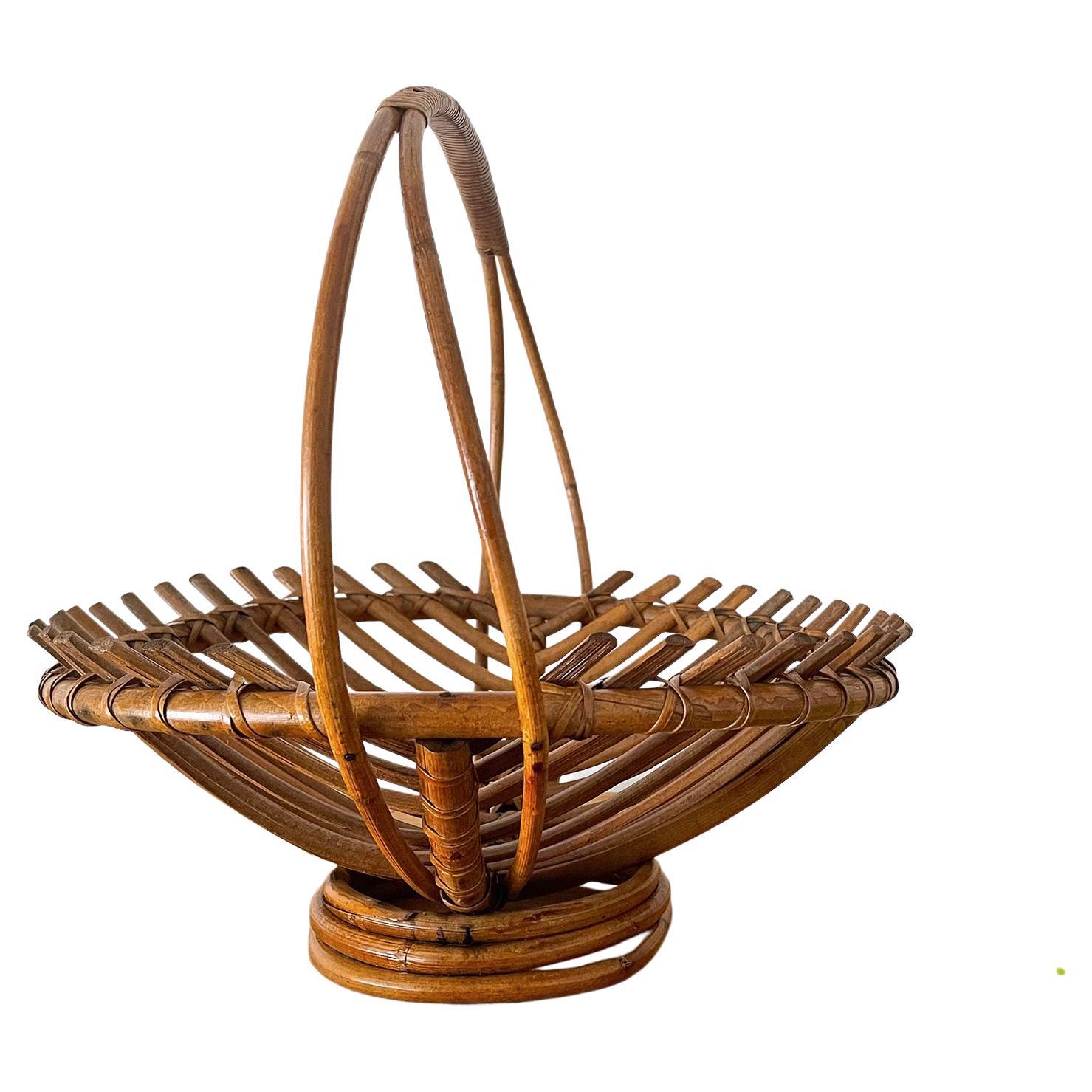 French Rattan Fruit Basket For Sale