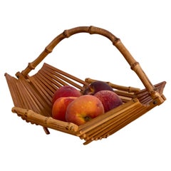 French Rattan Fruit Basket with Bamboo Handle