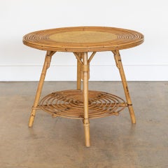 French Rattan Gueridon Table