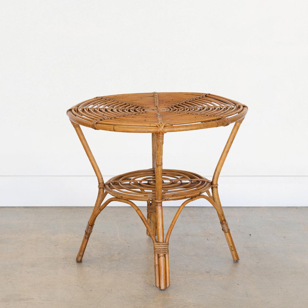20th Century French Rattan Gueridon Table