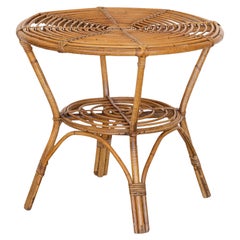 Tavolo Gueridon in rattan francese