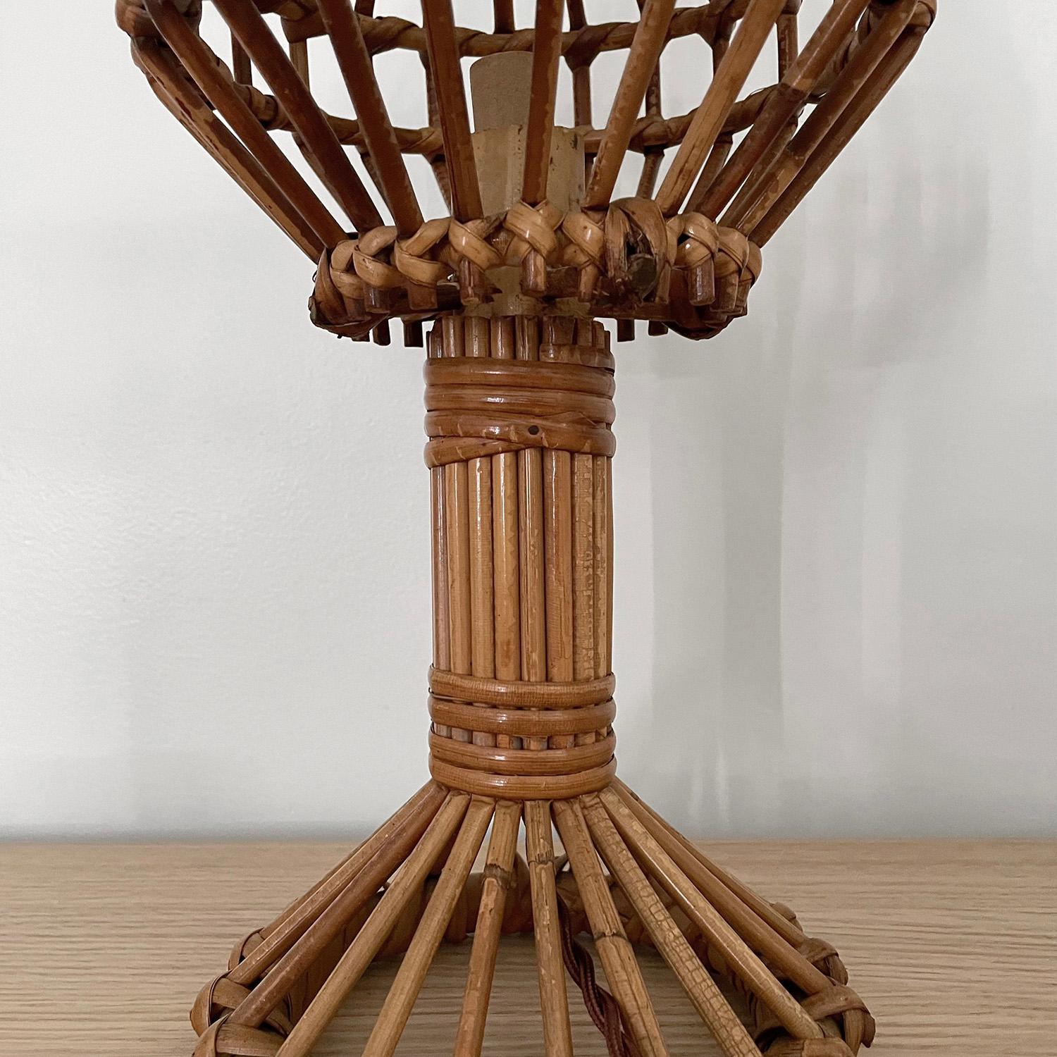 20th Century French Rattan Infinity Table Lamp  For Sale