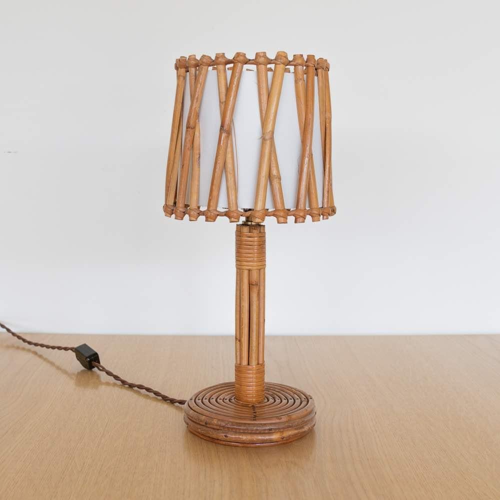 French Rattan Lamp by Louis Sognot For Sale 5